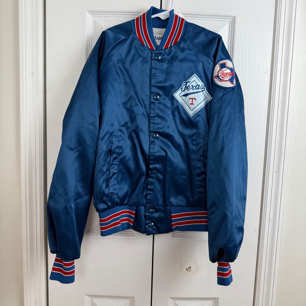 Vintage Chalk Line Texas Rangers Satin Jacket Youth 14/16‎ MLB Snap Bomber USA